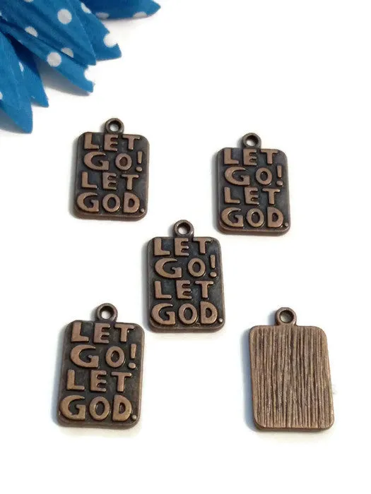 Let Go Let God Pendant Charms Red Copper