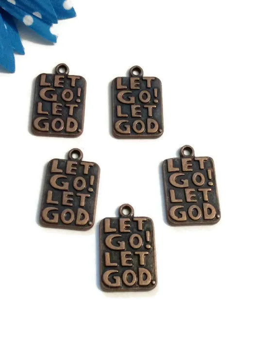 Let Go Let God Pendant Charms Red Copper