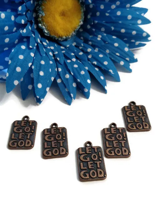 Let Go Let God Pendant Charms Red Copper