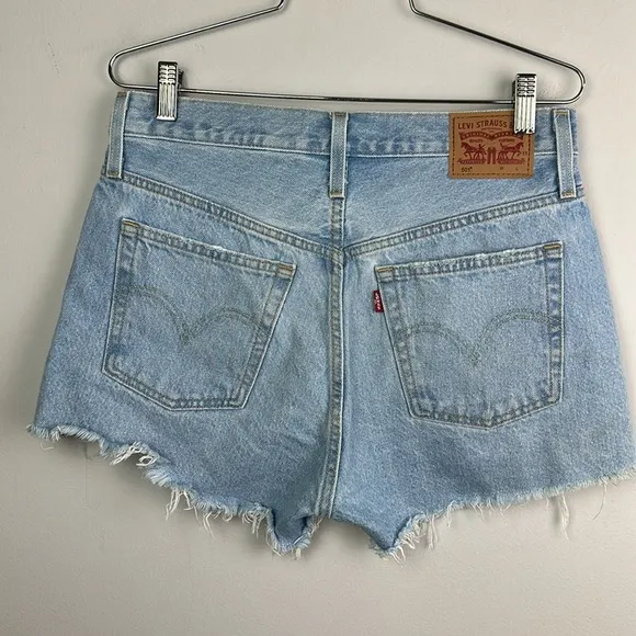 Levi’s 501 Distressed Raw Hem Size 28 Jean Shorts Cutoffs  High Waisted Cotton