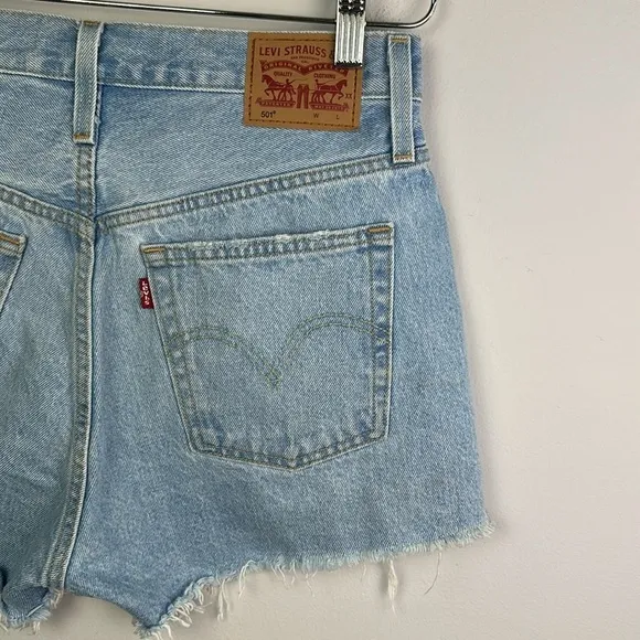 Levi’s 501 Distressed Raw Hem Size 28 Jean Shorts Cutoffs  High Waisted Cotton