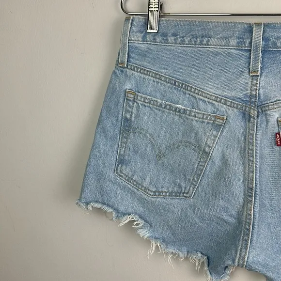 Levi’s 501 Distressed Raw Hem Size 28 Jean Shorts Cutoffs  High Waisted Cotton