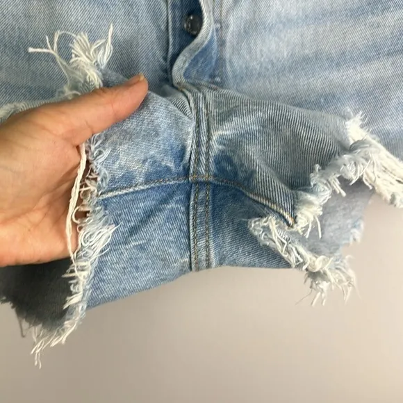 Levi’s 501 Distressed Raw Hem Size 28 Jean Shorts Cutoffs  High Waisted Cotton