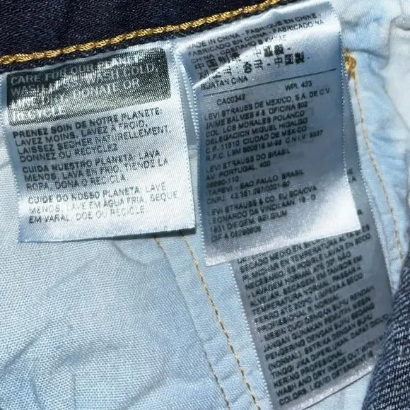 Levi’s 501 Jean Shorts High Rise Dark Wash Denim Raw Hem Classic Womens Size 24