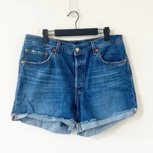 Levi’s Original Fit High-Rise 501 Dark Wash Denim Shorts Size 32