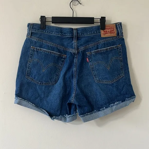 Levi’s Original Fit High-Rise 501 Dark Wash Denim Shorts Size 32