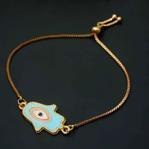 Light Blue Hamsa Hand Evil Eye Charm Bracelet
