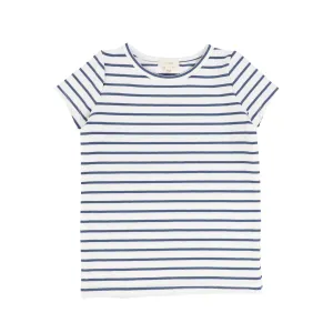 Lil Legs Striped Girls Fitted Tee Short Sleeve - White Base