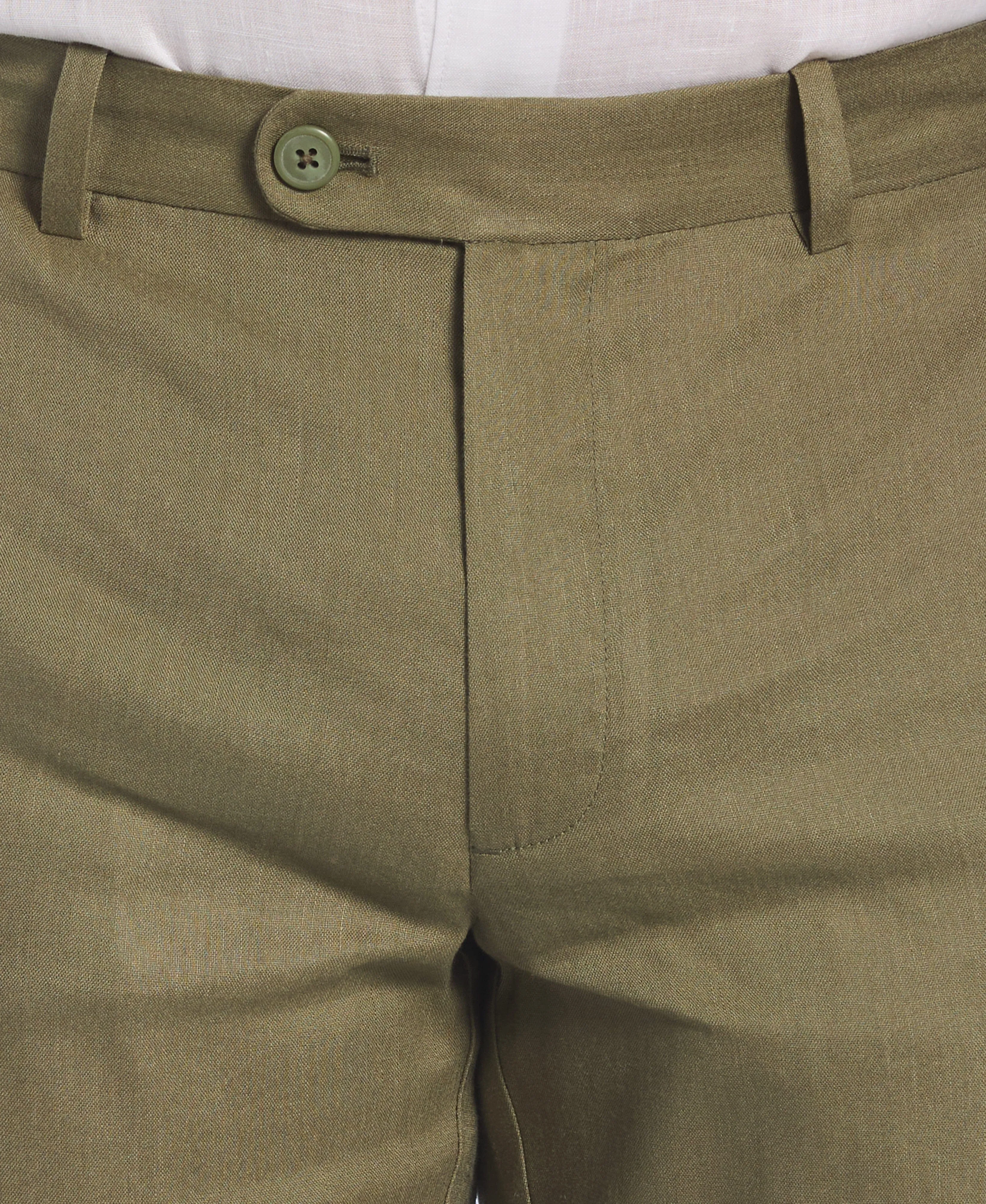 Linen-Blend Flat Front Shorts