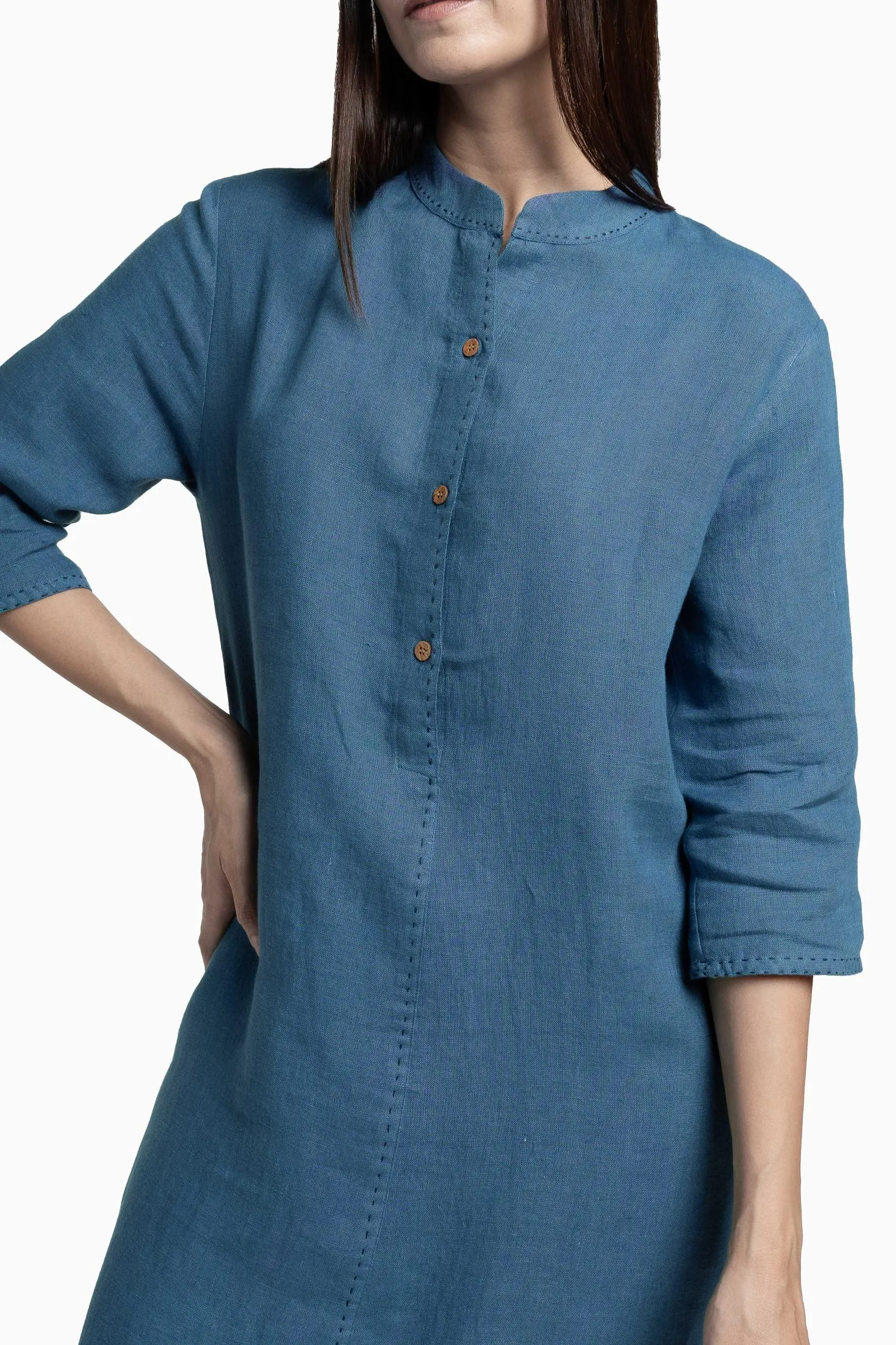 Linen Drizzle Shirt Dress-Sage Green