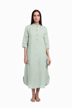 Linen Drizzle Shirt Dress-Sage Green