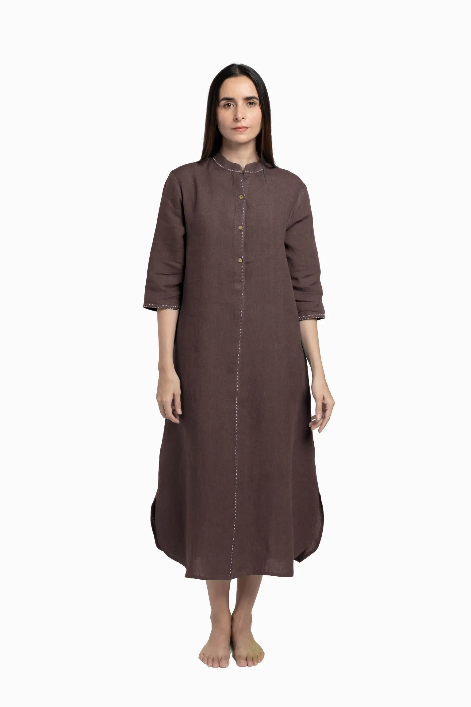 Linen Drizzle Shirt Dress-Sunburnt Yellow