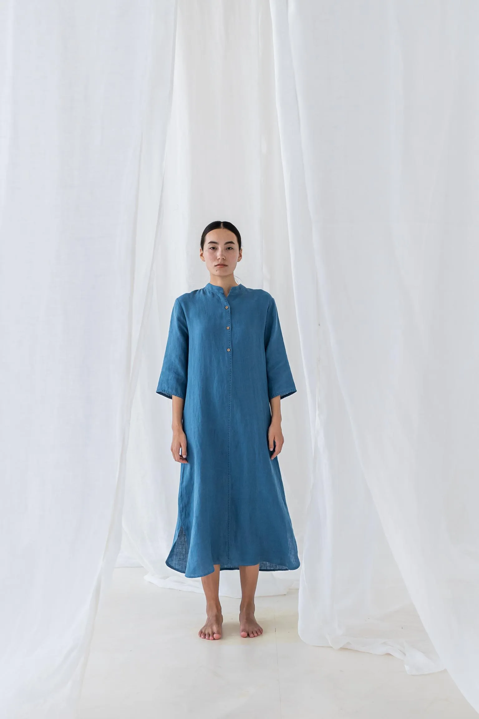 Linen Drizzle Shirt Dress-Sunburnt Yellow