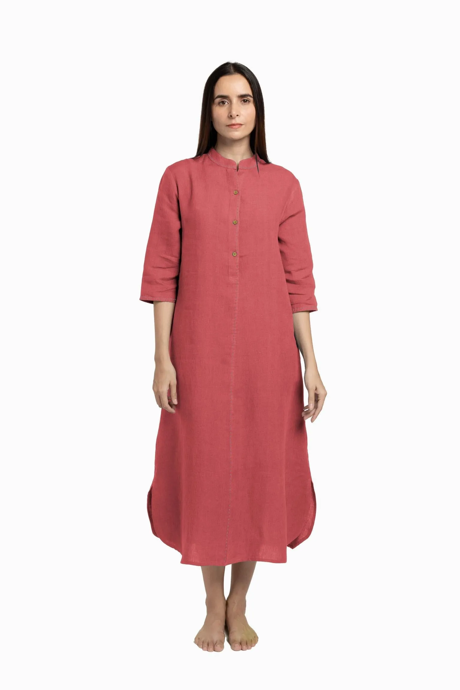 Linen Drizzle Shirt Dress-Sunburnt Yellow