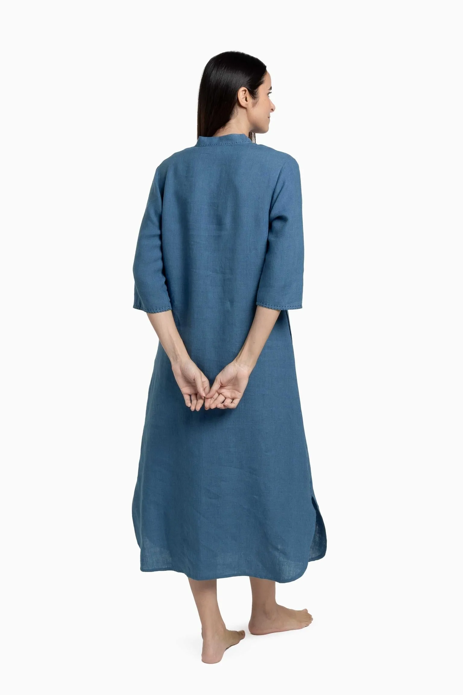 Linen Drizzle Shirt Dress-Sunburnt Yellow