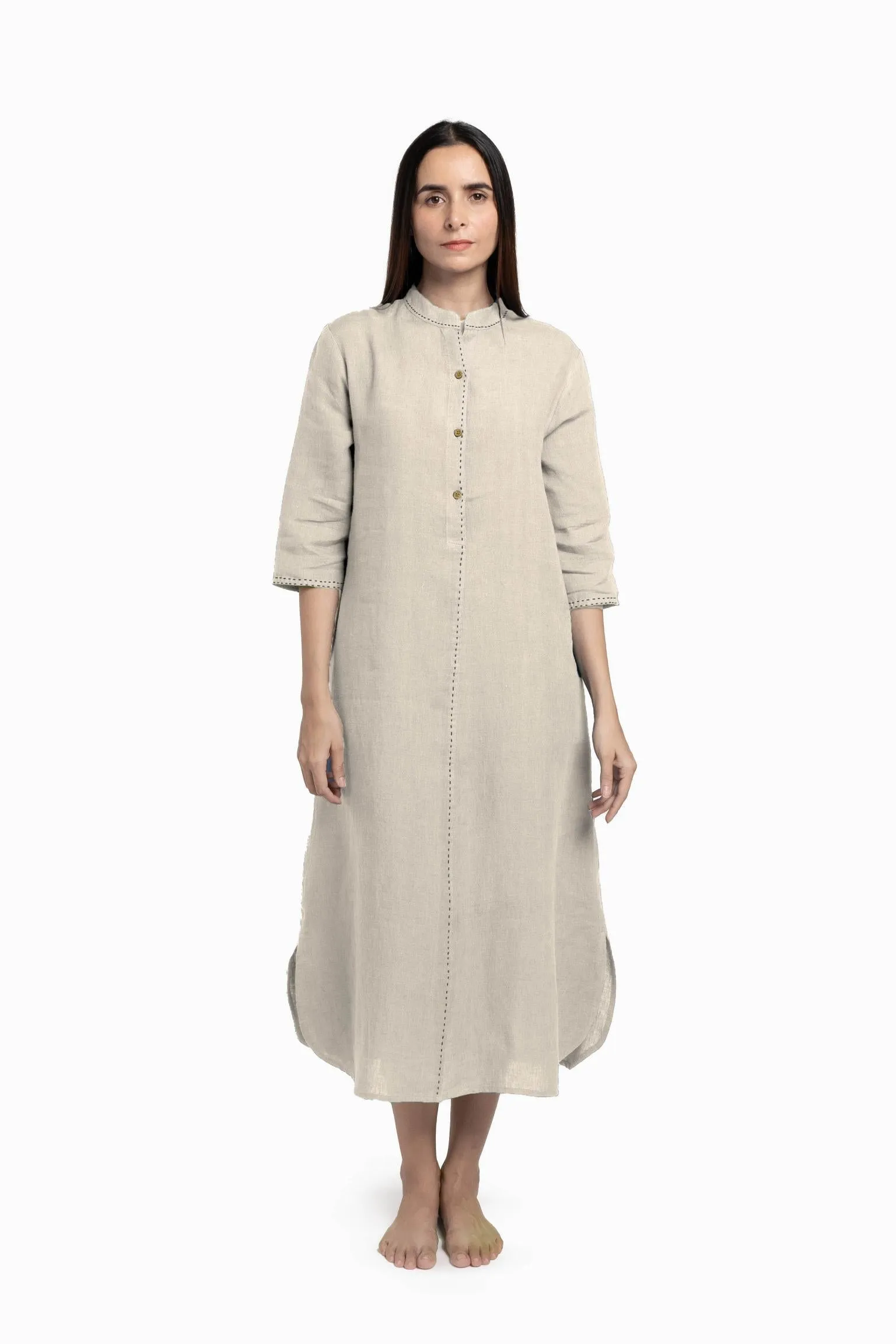 Linen Drizzle Shirt Dress-Sunburnt Yellow