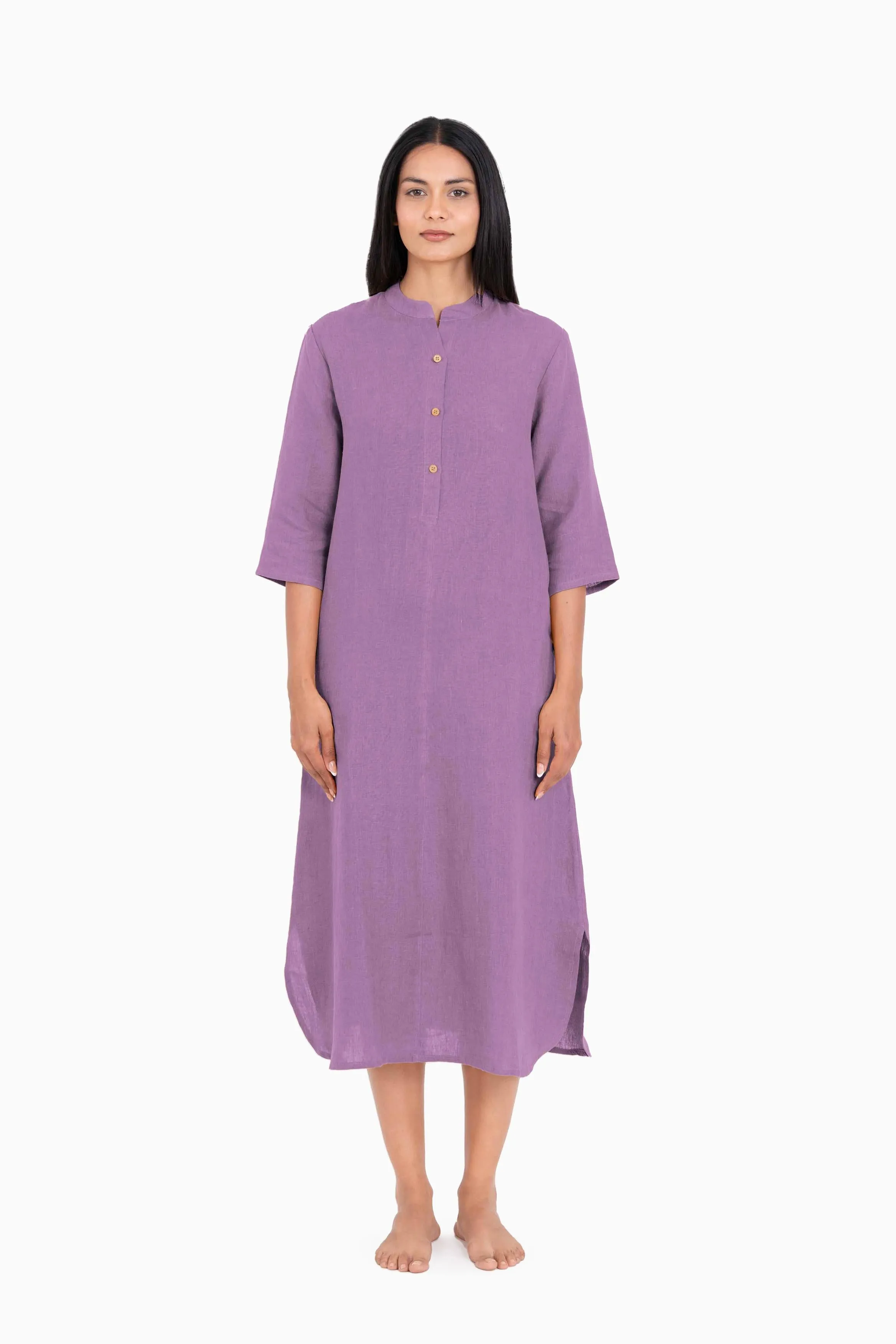 Linen Idris Shirt Dress-Pacific Blue