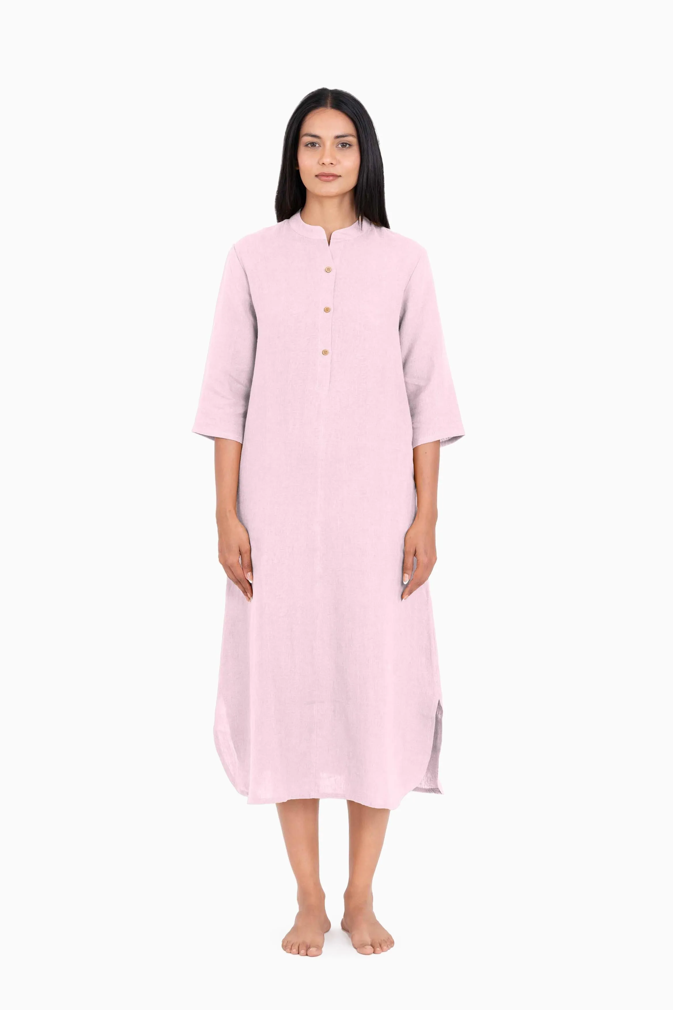 Linen Idris Shirt Dress-Pacific Blue
