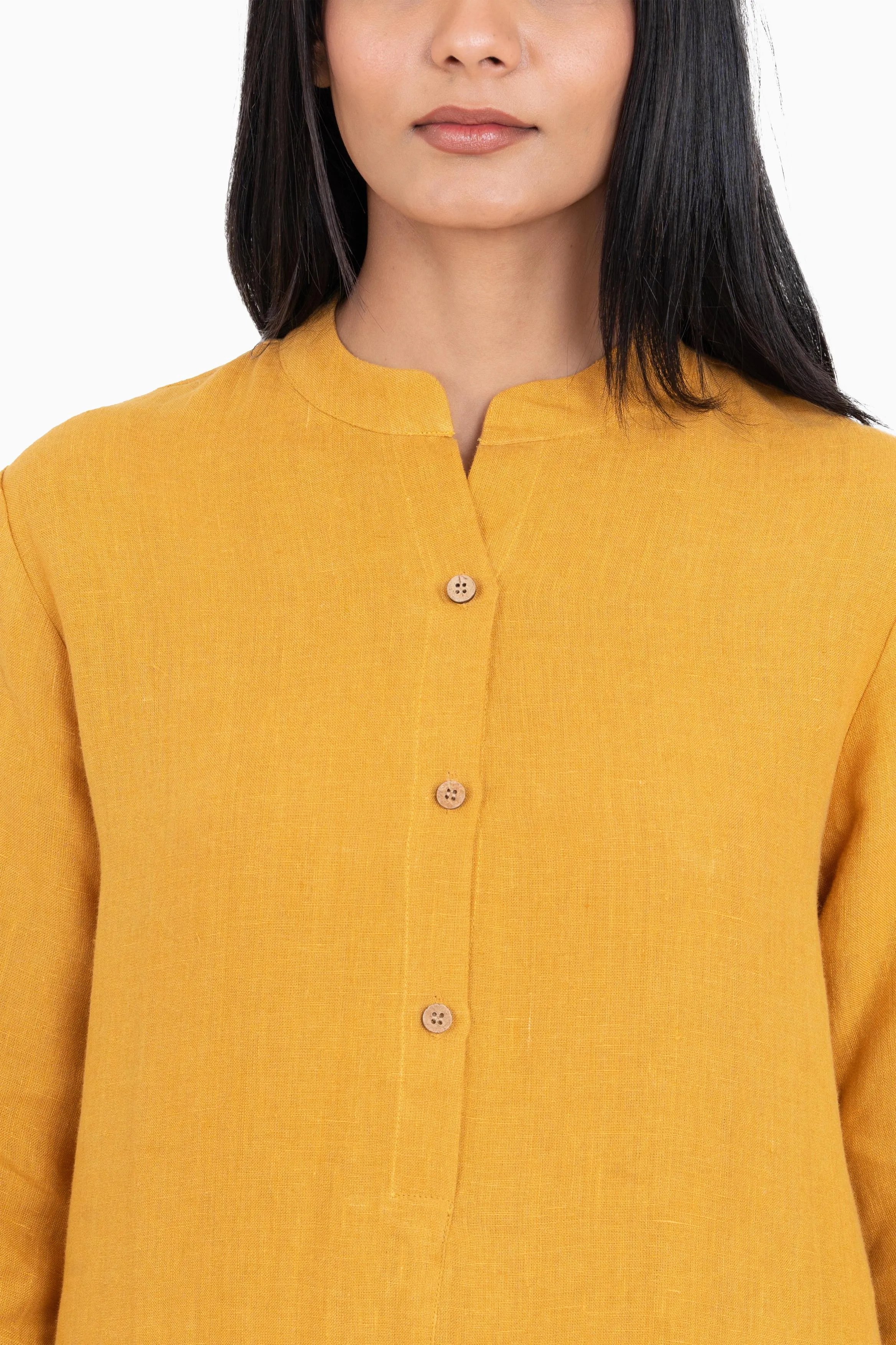 Linen Idris Shirt Dress-Pacific Blue