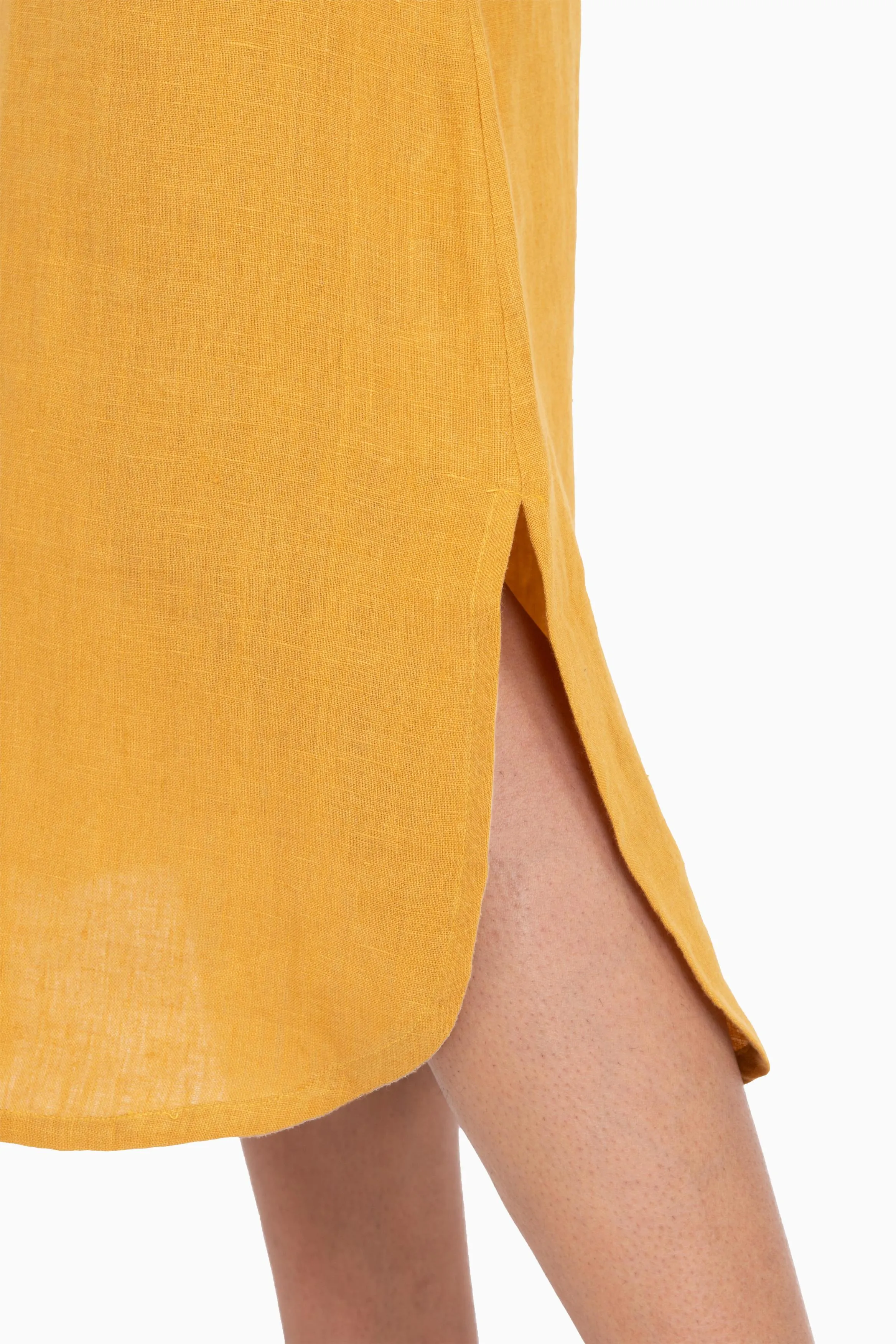 Linen Idris Shirt Dress-Pacific Blue