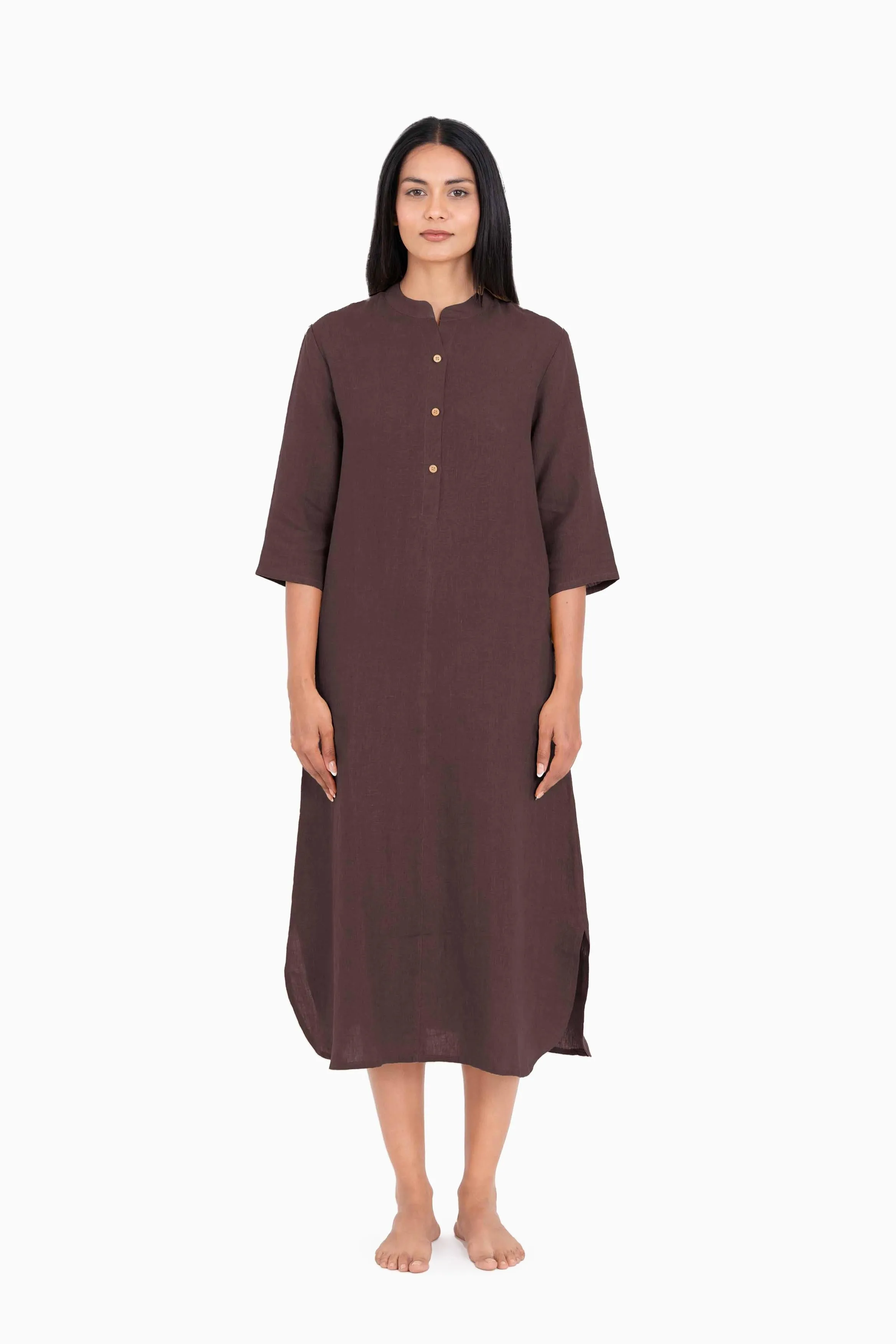 Linen Idris Shirt Dress-Pacific Blue