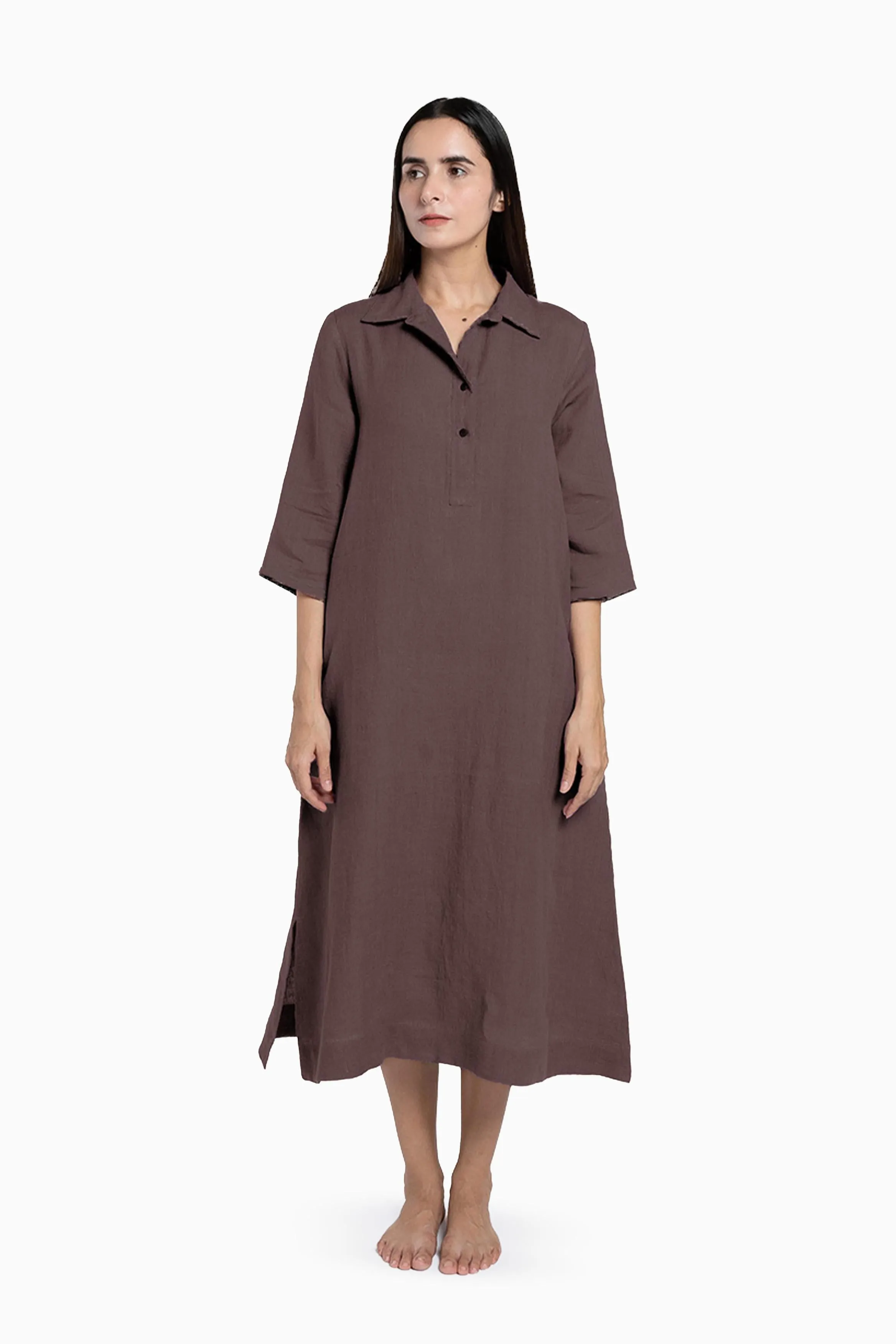 Linen Kira Shirt Dress-Sage Green