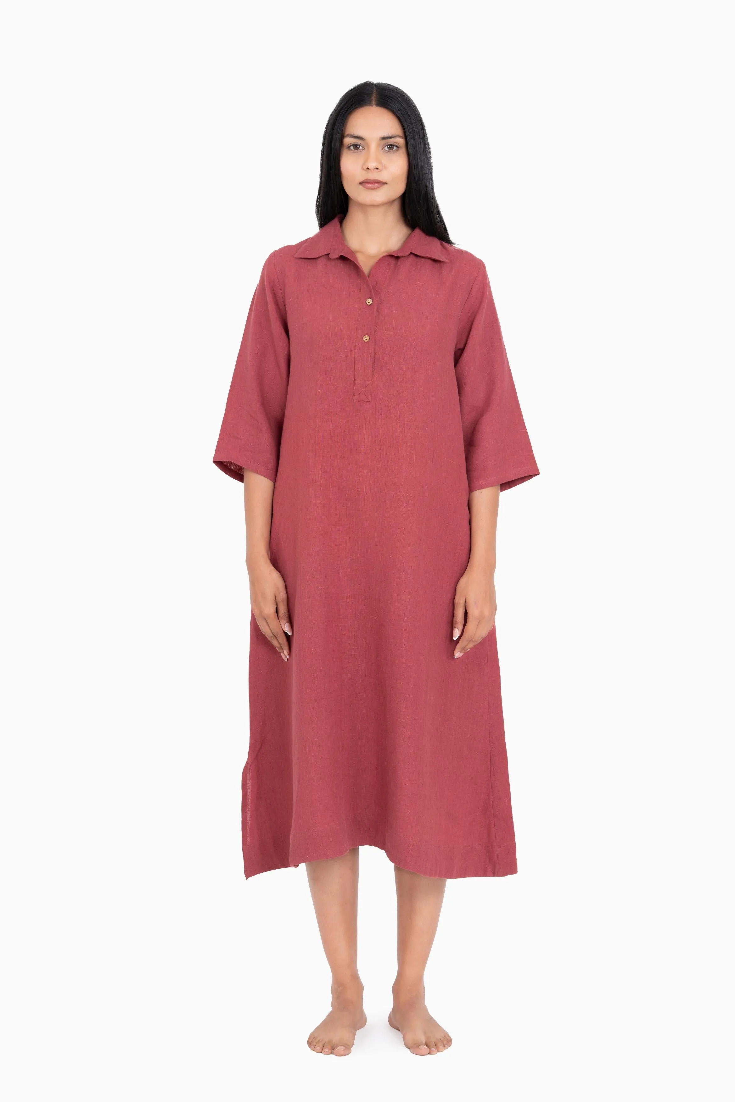 Linen Kira Shirt Dress-Sage Green