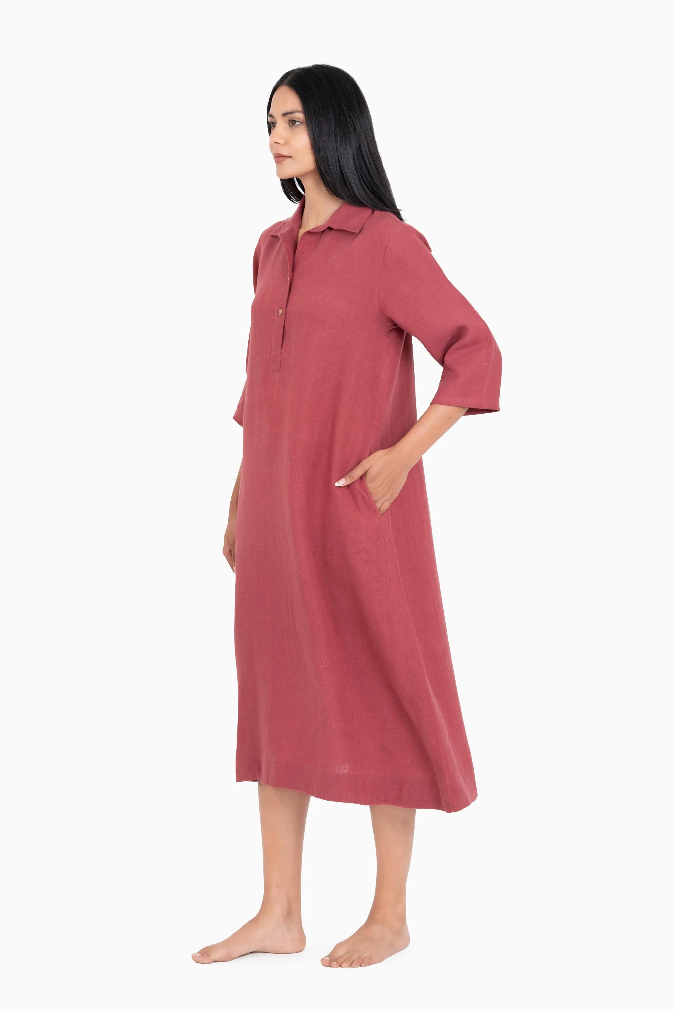 Linen Kira Shirt Dress-Sage Green