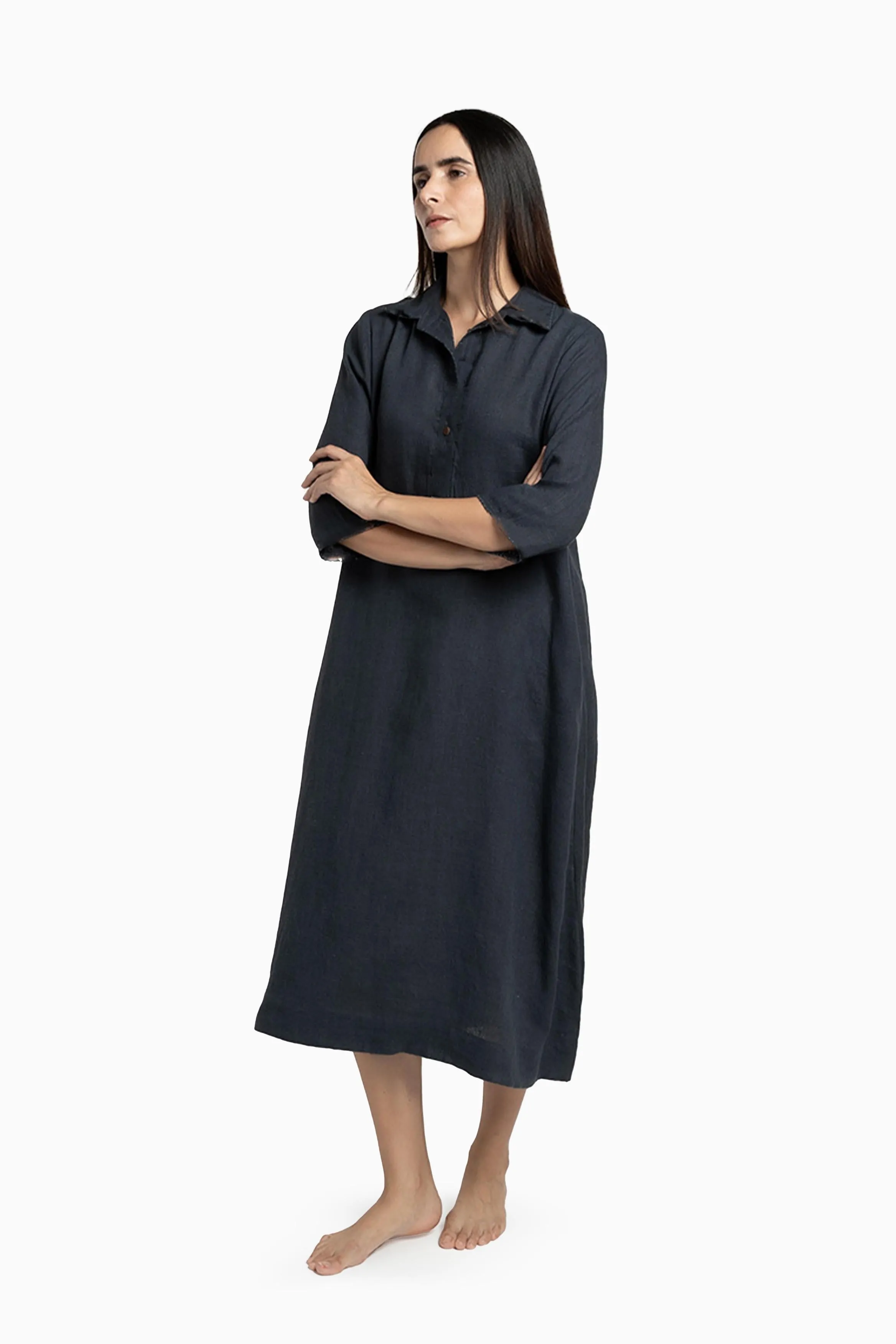 Linen Kira Shirt Dress-Sage Green