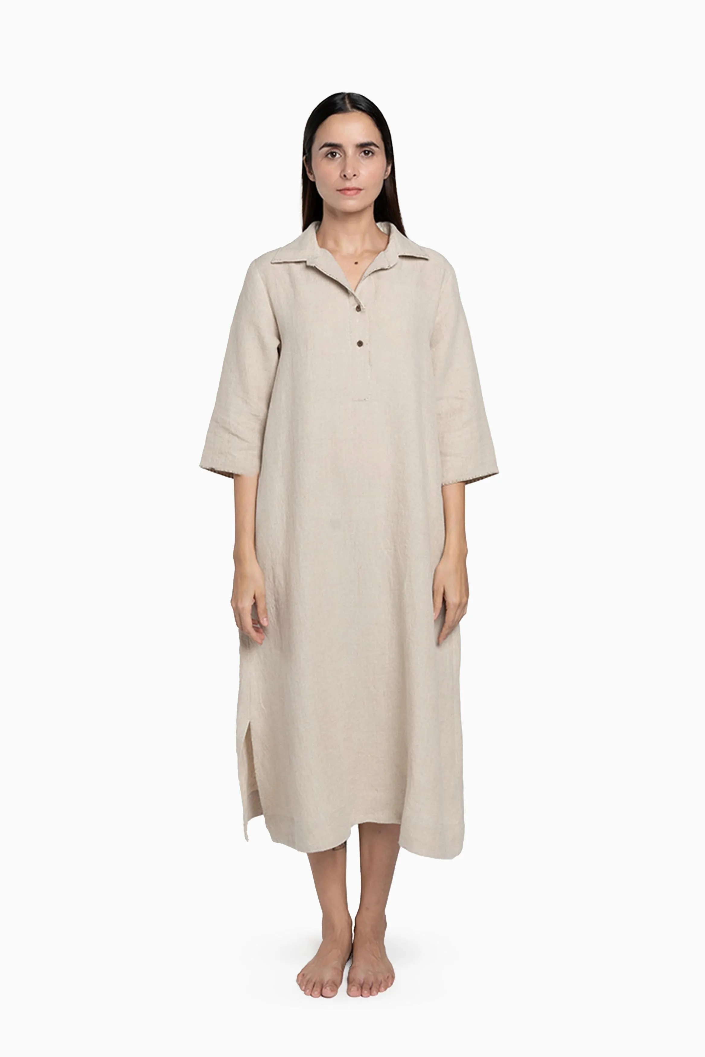 Linen Kira Shirt Dress-Sage Green