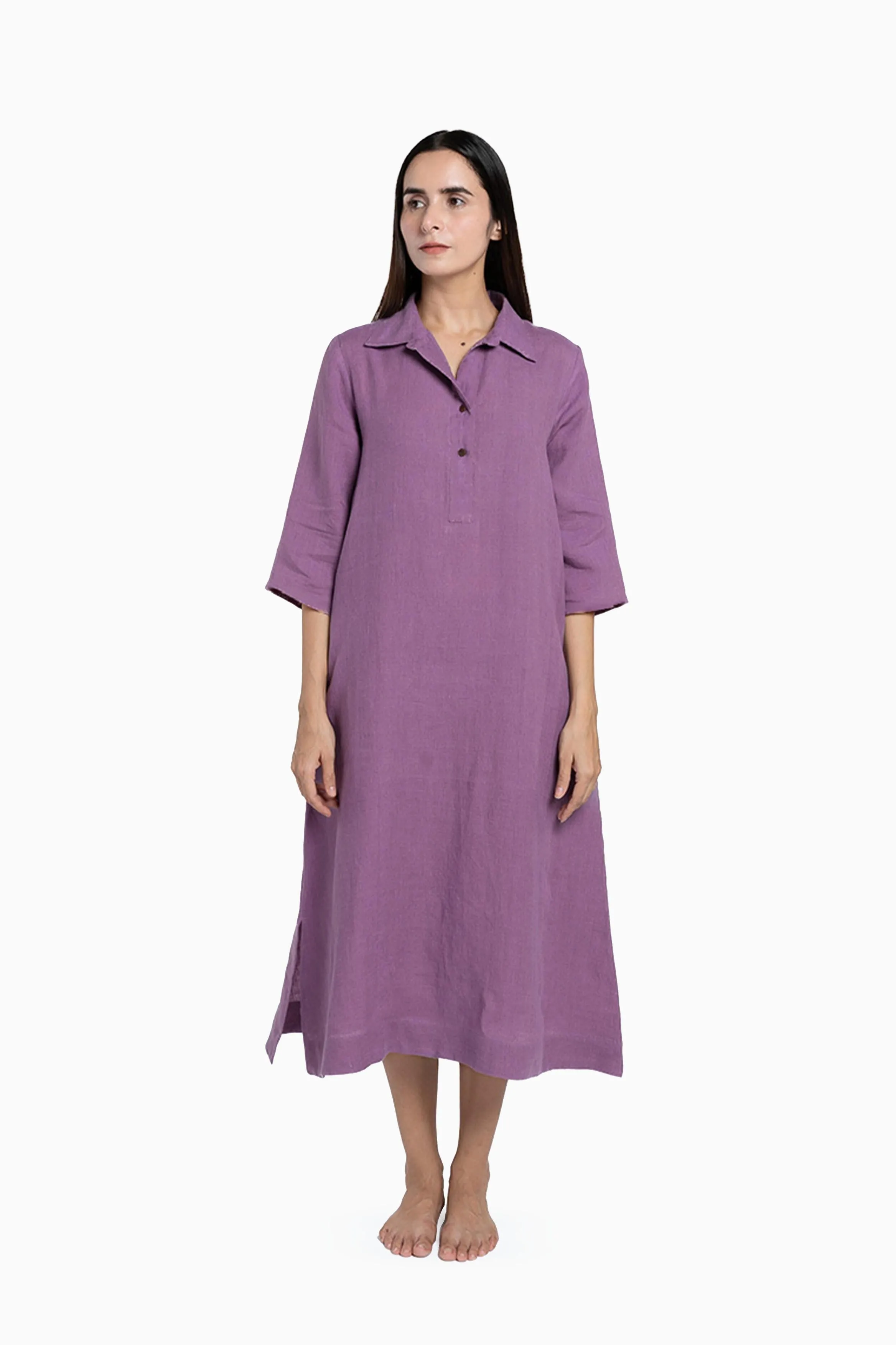 Linen Kira Shirt Dress-Sage Green