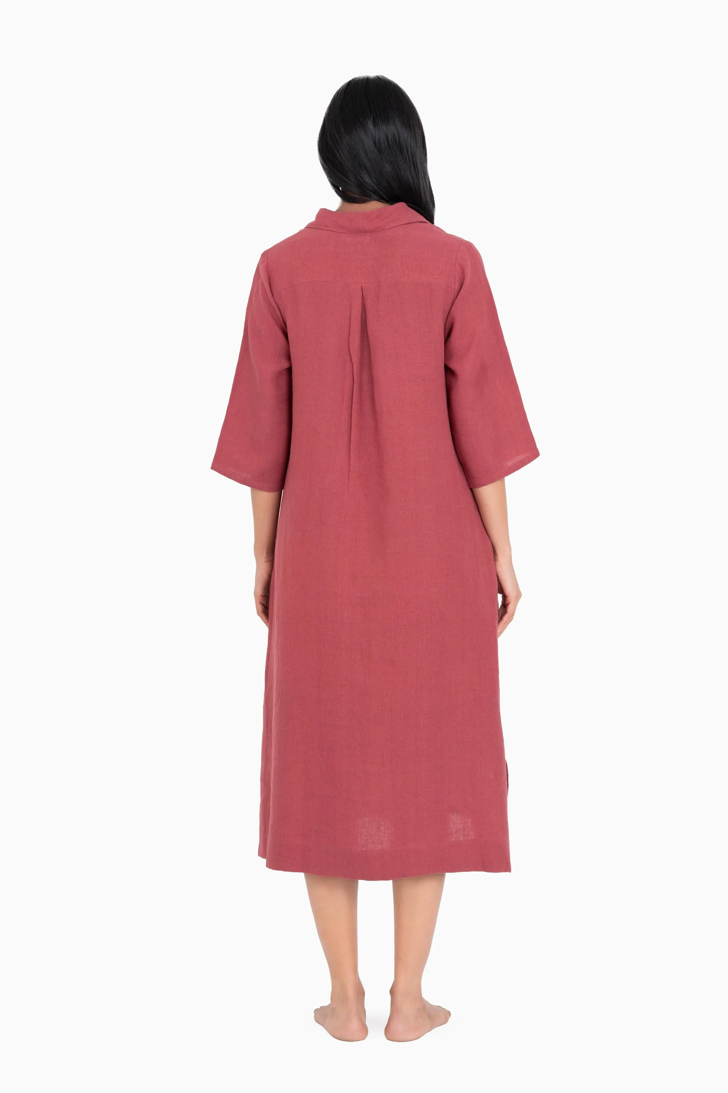 Linen Kira Shirt Dress-Sage Green