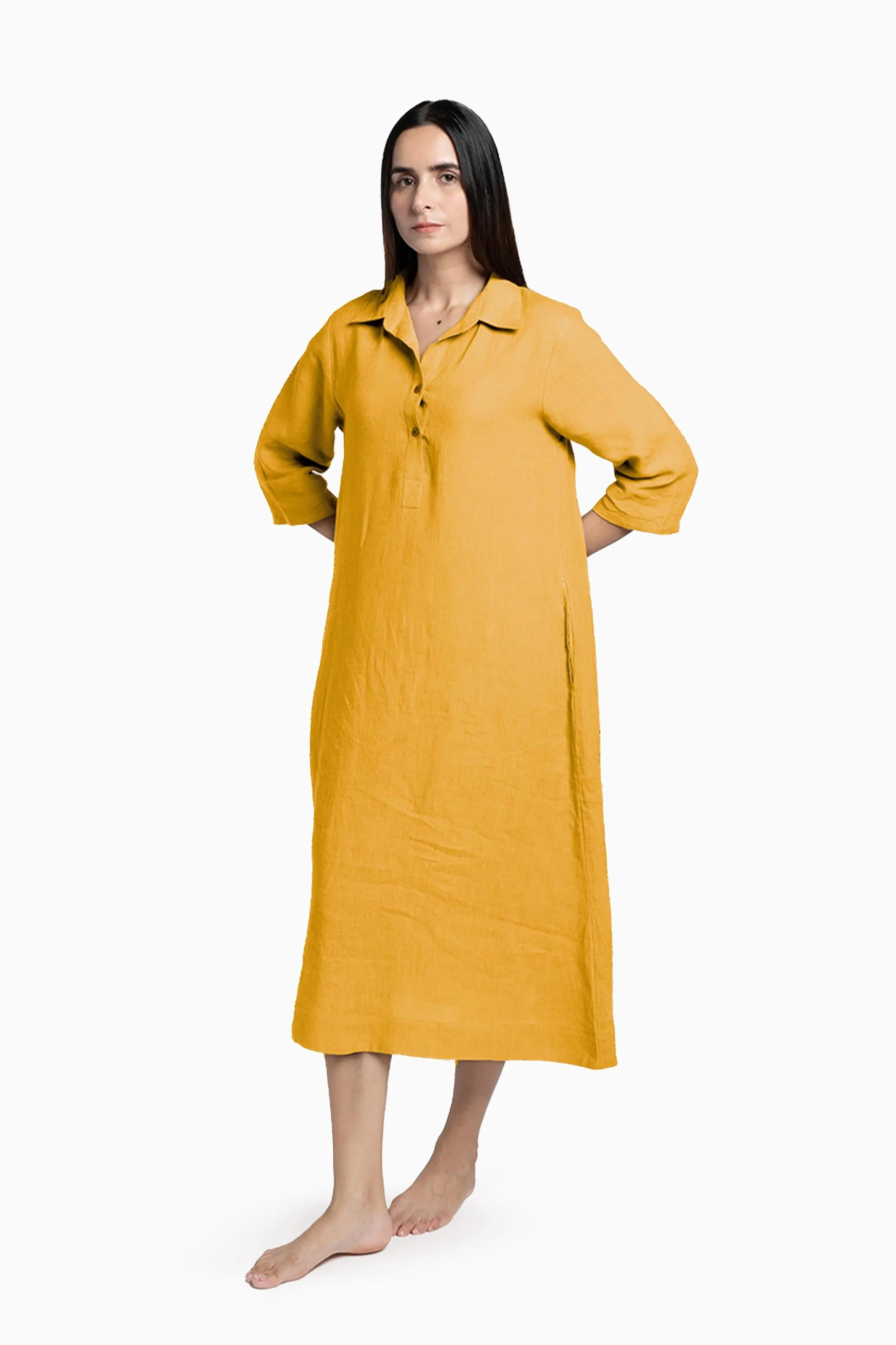 Linen Kira Shirt Dress-Sage Green