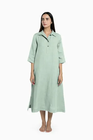 Linen Kira Shirt Dress-Sage Green