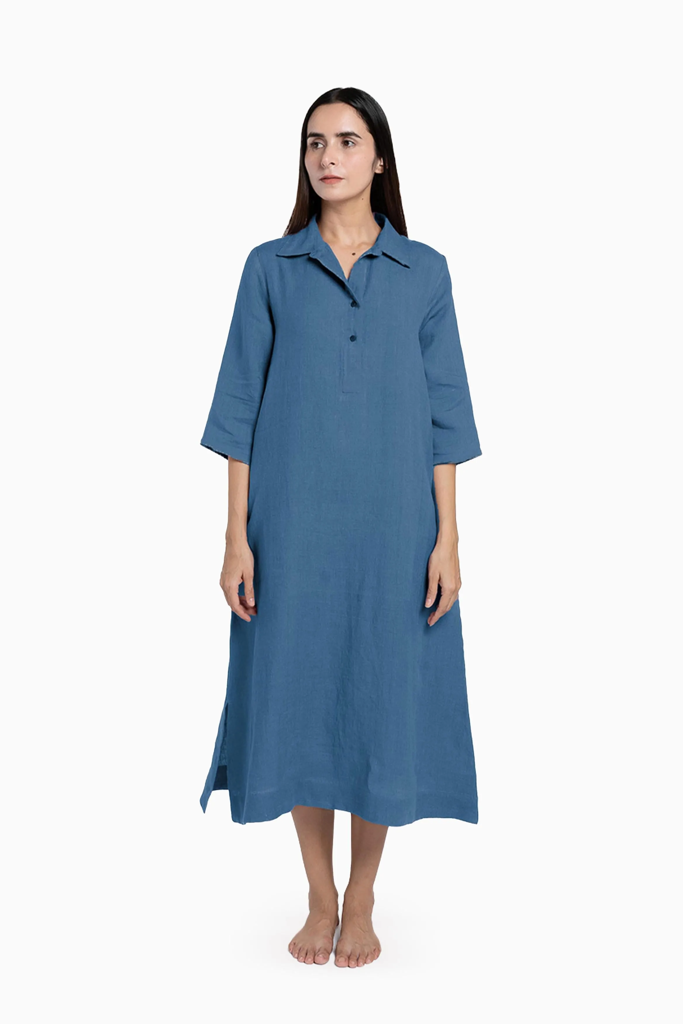 Linen Kira Shirt Dress-Sage Green