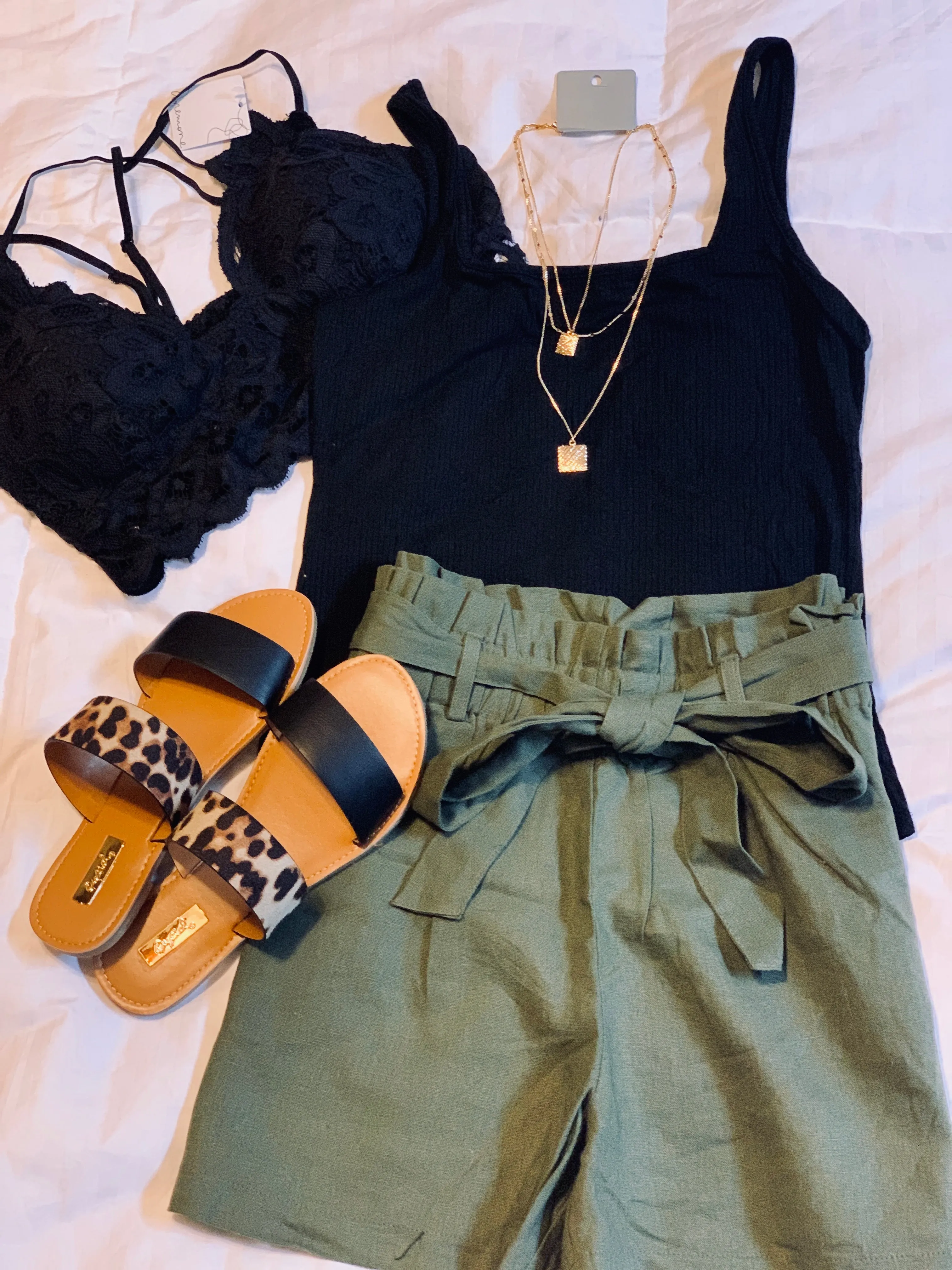 Linen Paperbag Shorts - Navy
