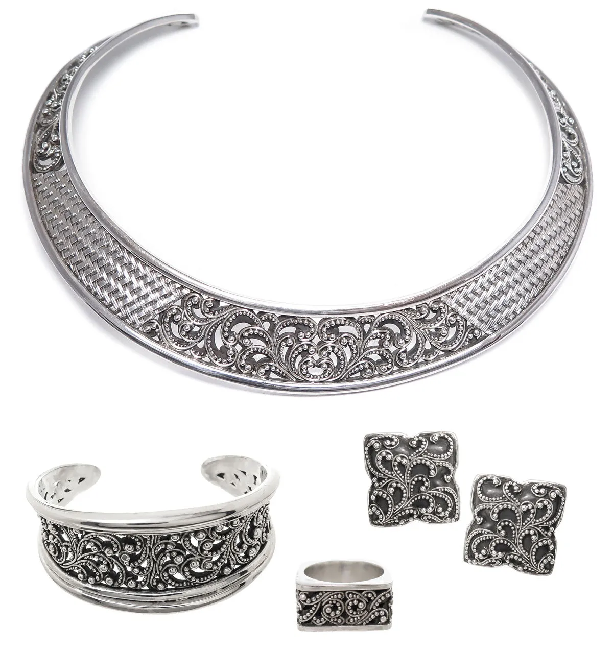 Lois Hill Scroll Caviar Bead Cuff Bracelet