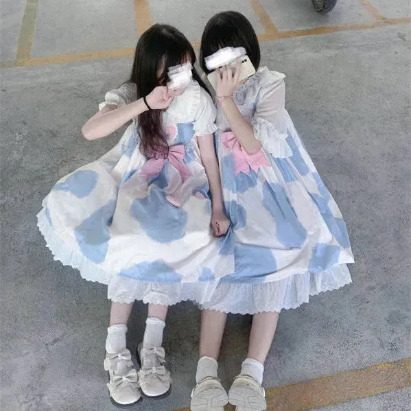 Lolita Cow Bow Skirt   Doll Collar Shirt yc50150