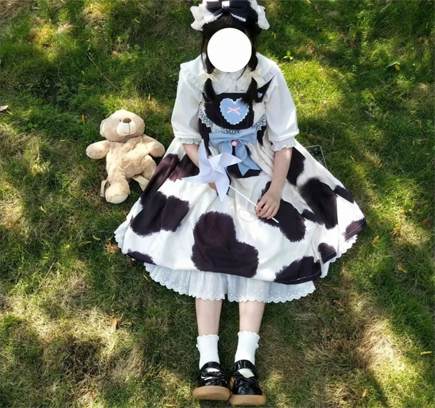 Lolita Cow Bow Skirt   Doll Collar Shirt yc50150