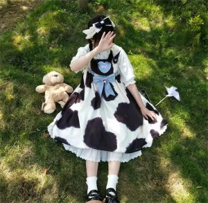 Lolita Cow Bow Skirt   Doll Collar Shirt yc50150