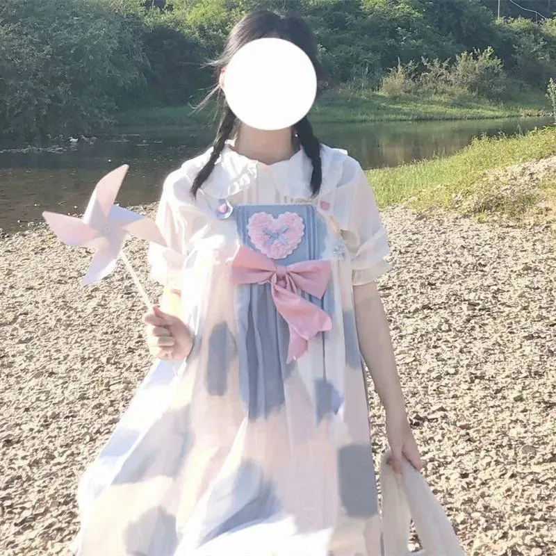 Lolita Cow Bow Skirt   Doll Collar Shirt yc50150