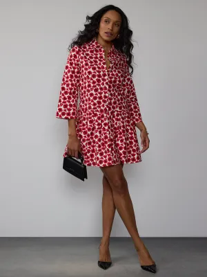 Long Sleeve Drop Waist Floral Mini Dress