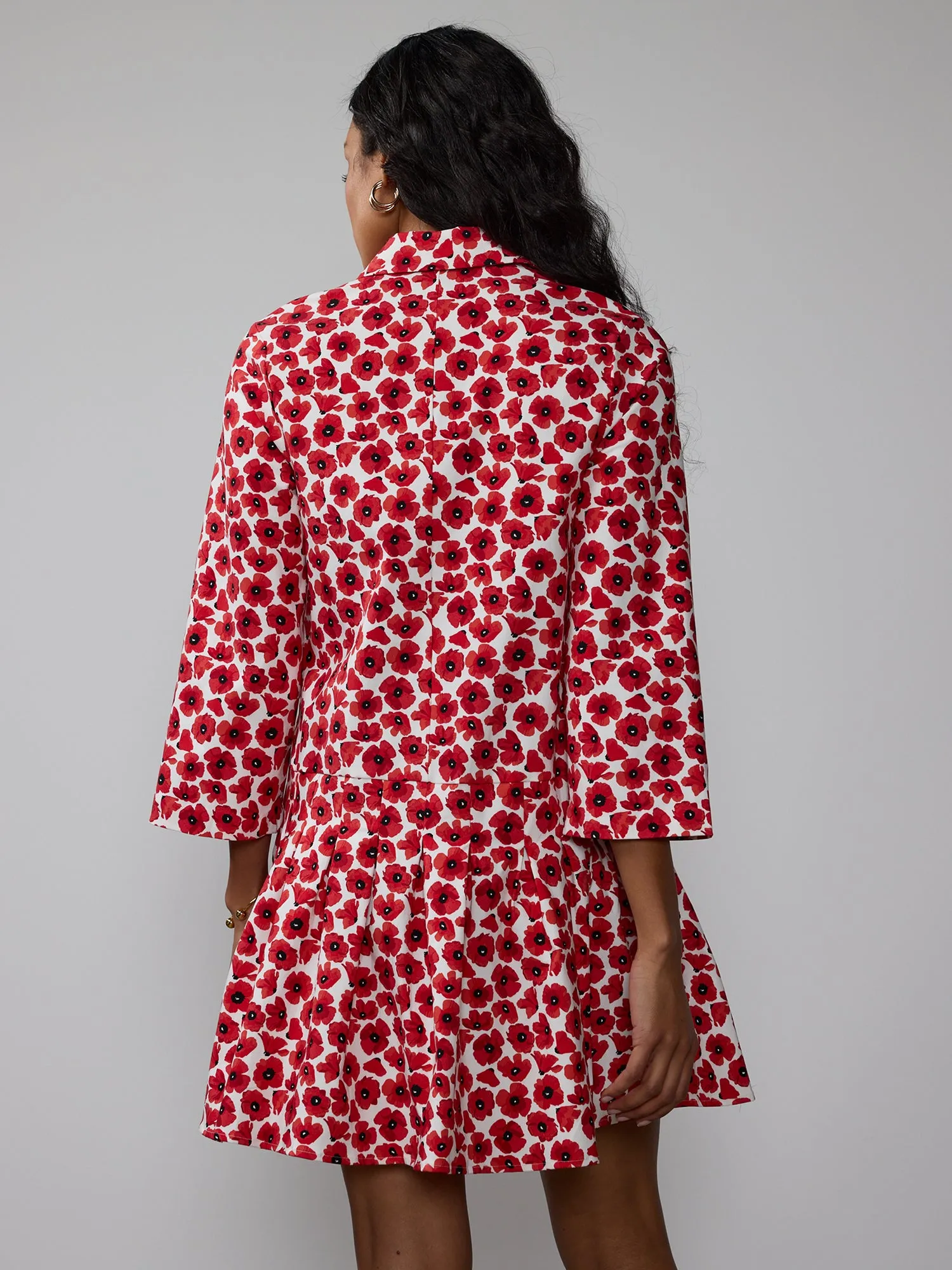 Long Sleeve Drop Waist Floral Mini Dress