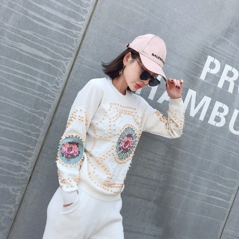 Long Sleeve Sweater Casual Long Pants Female Knitted Set