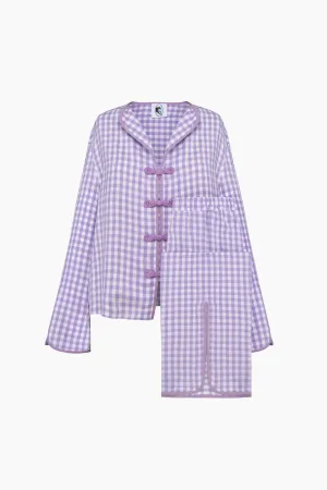 Louis Pyjama Set with Pants in Lavender Vichy