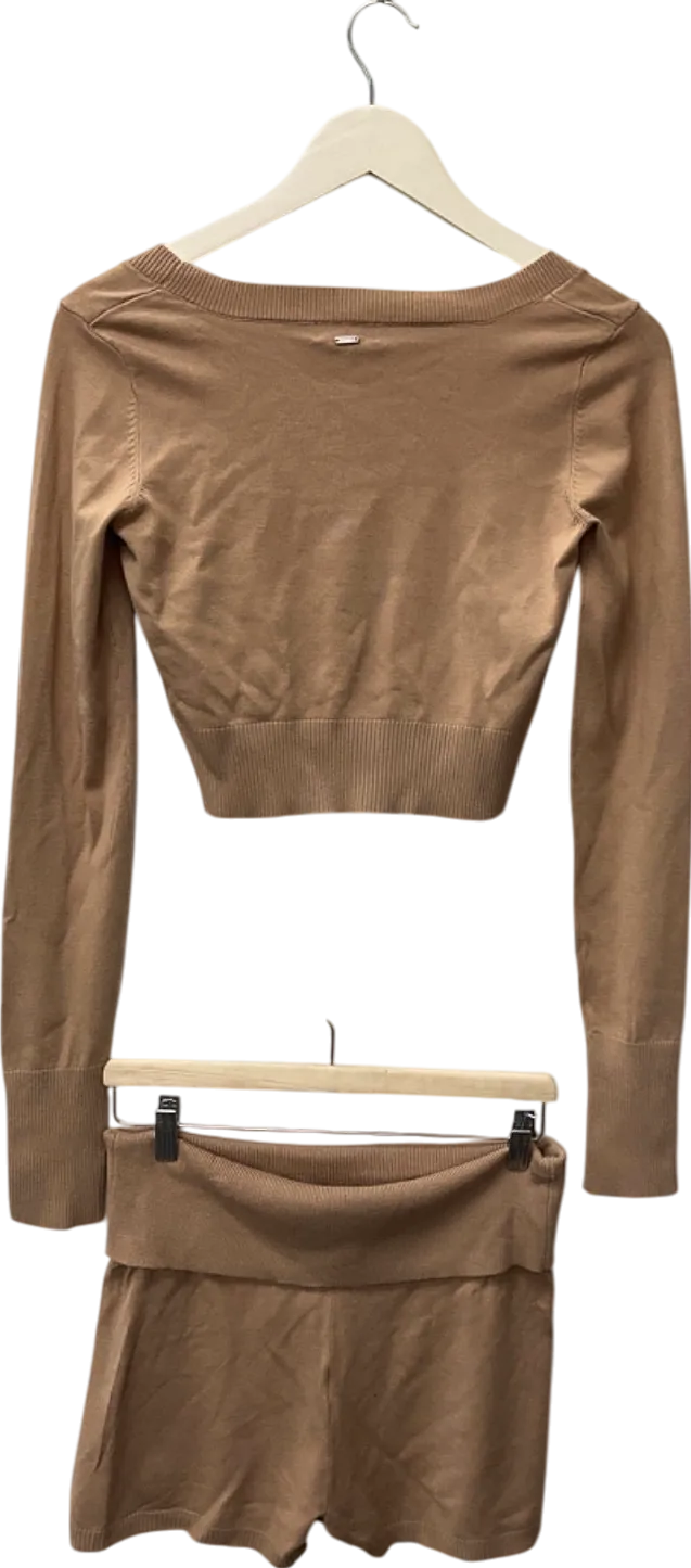 Lounge Beige Cropped Top and Shorts Set UK M
