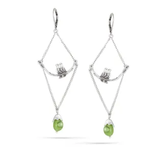 LOVE BIRDS GREEN TEARDROP  EARRINGS #203GN3101 (5F10/10G2/3F5/1D19)