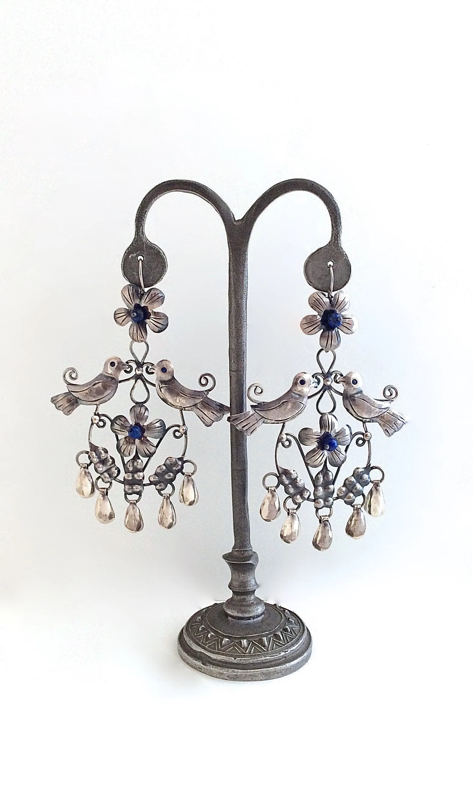 LOVEBIRDS Mexican Silver and Lapis Earrings