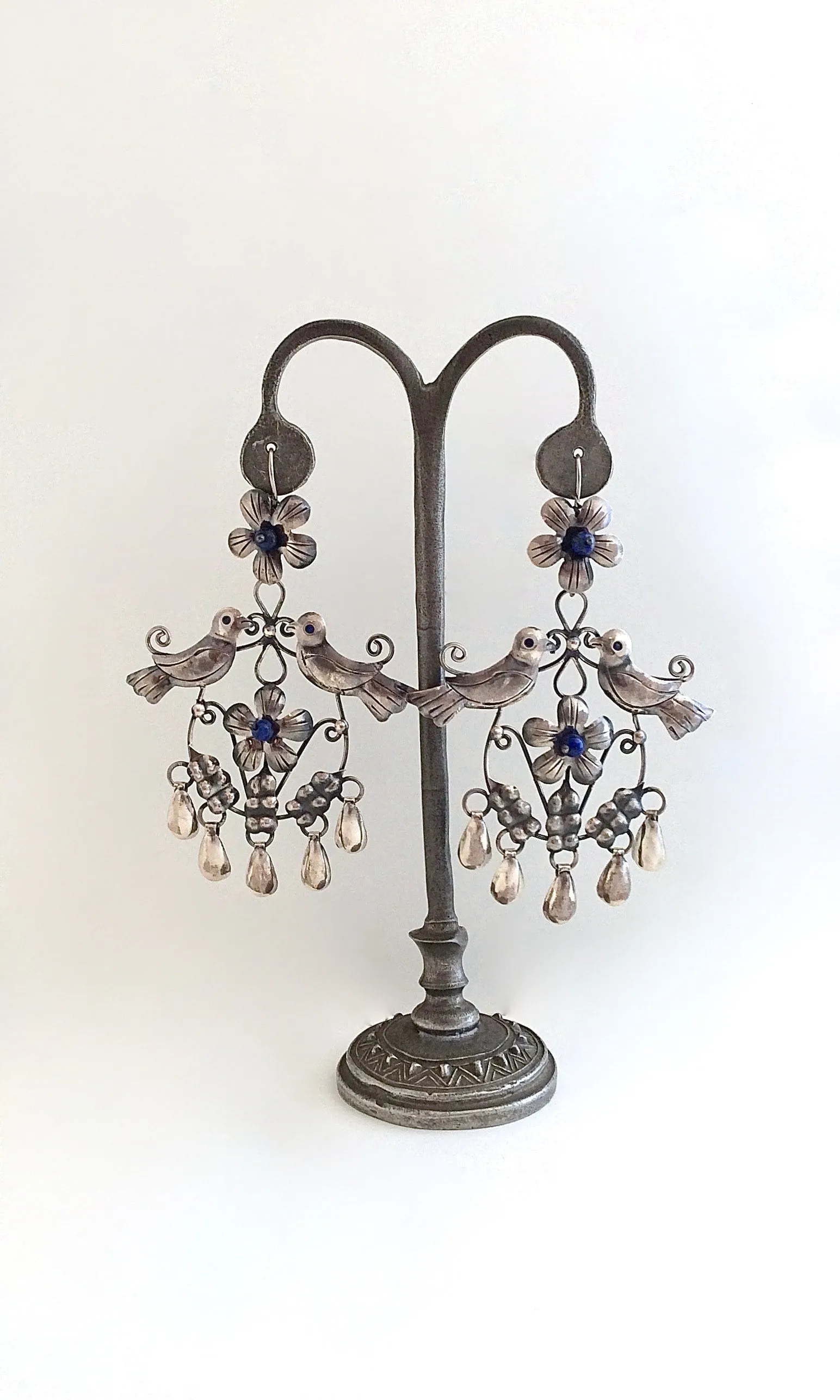 LOVEBIRDS Mexican Silver and Lapis Earrings