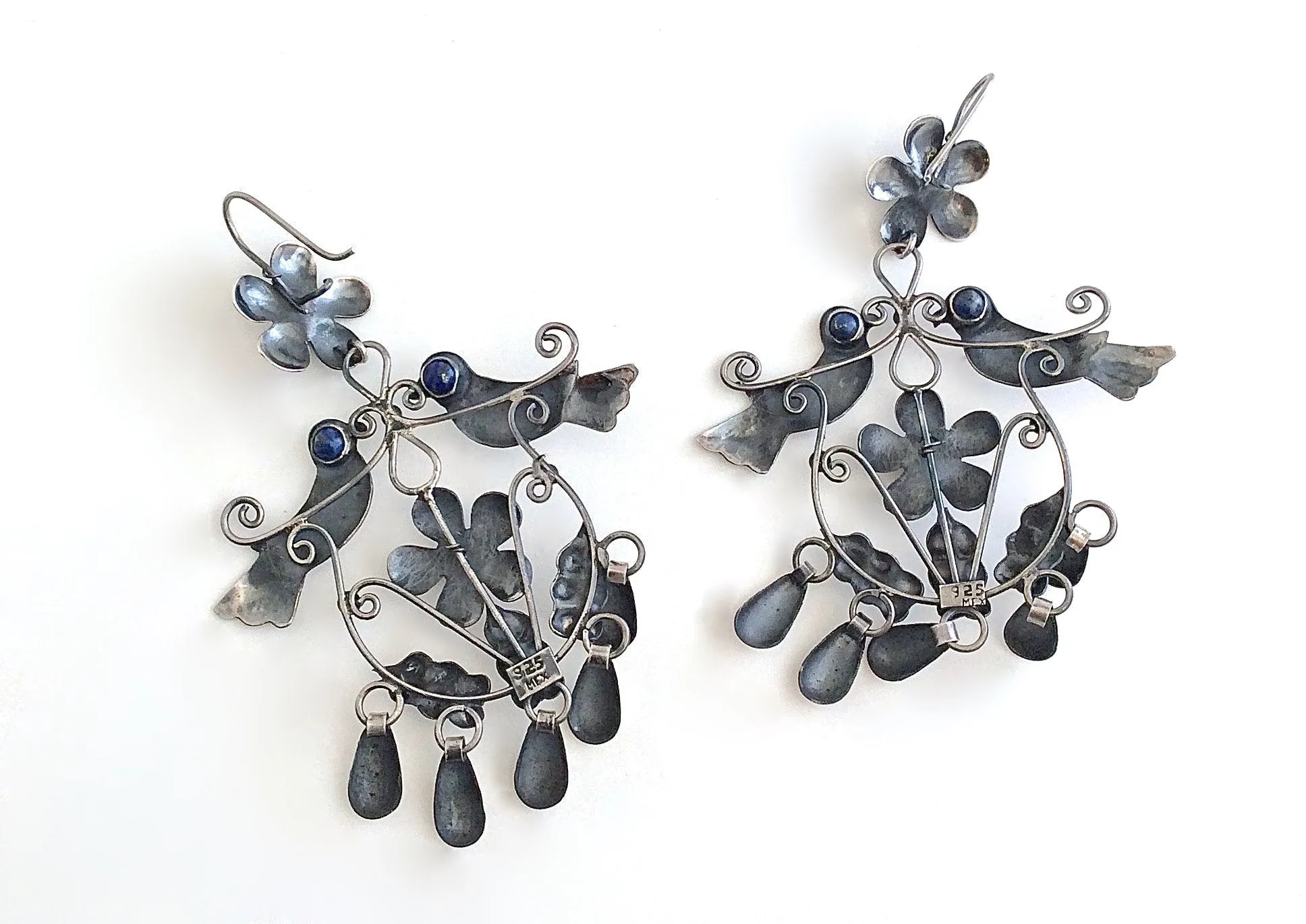 LOVEBIRDS Mexican Silver and Lapis Earrings